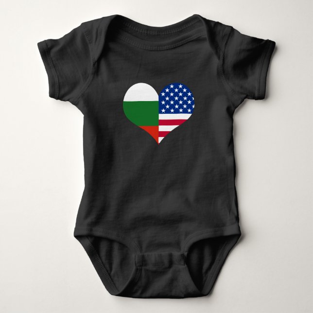 Love American/USA Bulgarian Flag Baby Bodysuit (Front)