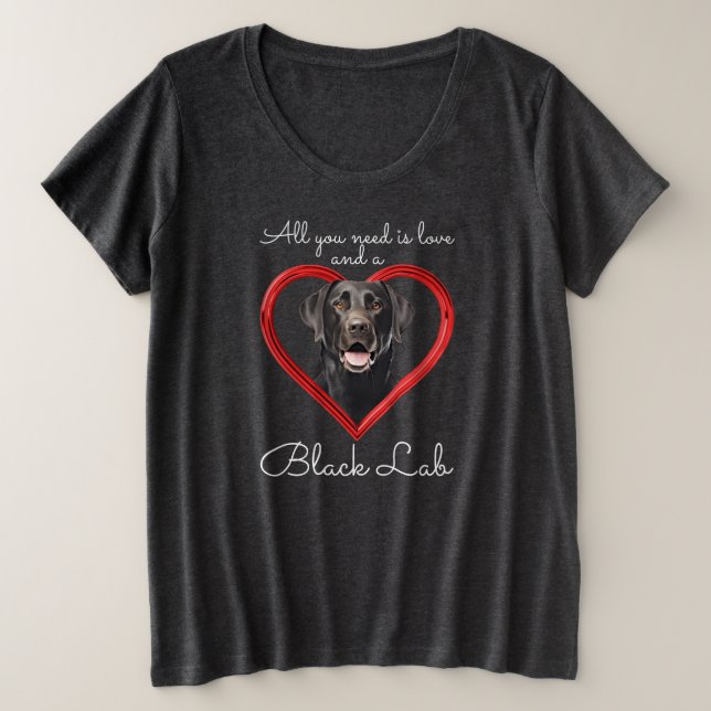 Love and a Black Lab Plus Size T-Shirt (Design Front)