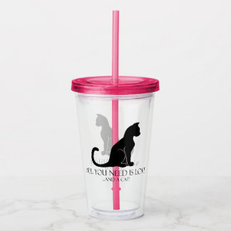 Love and A Cat Acrylic Tumbler