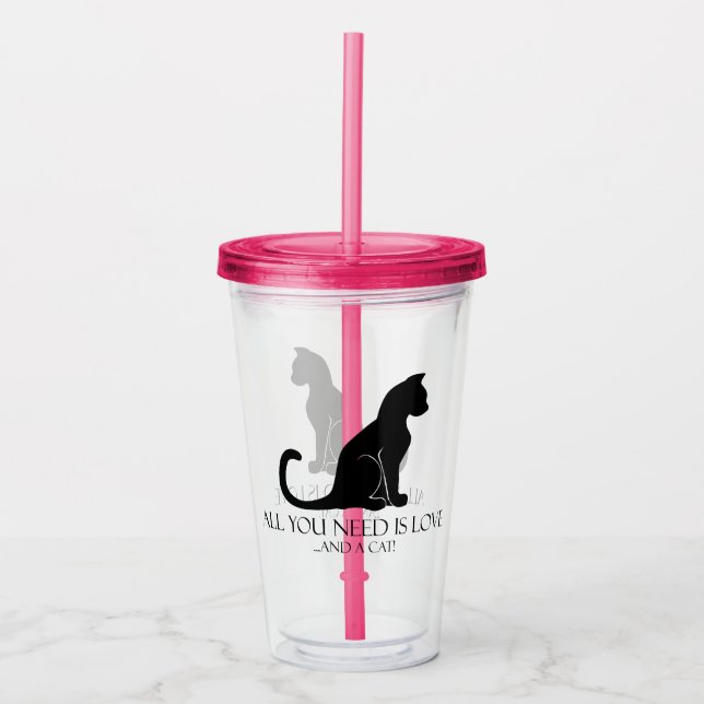 Love and A Cat Acrylic Tumbler (Front)