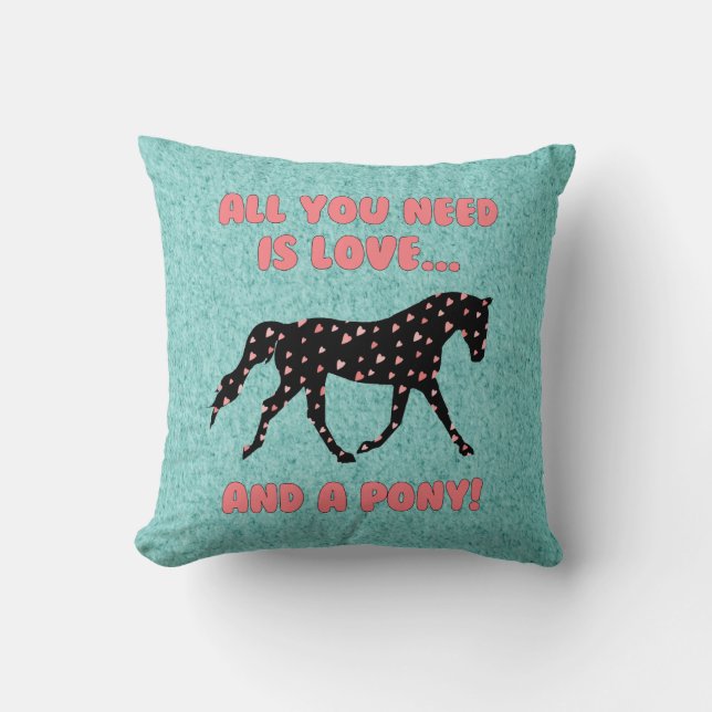 Love and a Pony Throw Pillow (Front)