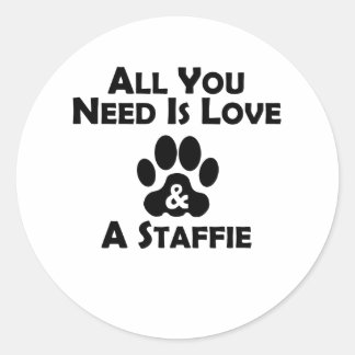 Love And A Staffie Classic Round Sticker