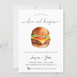 Love and Burgers Engagement Party Invitation
