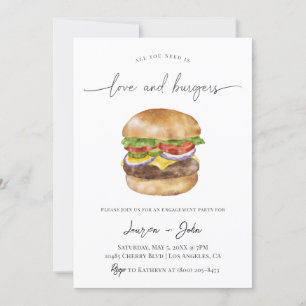 Love and Burgers Engagement Party Invitation