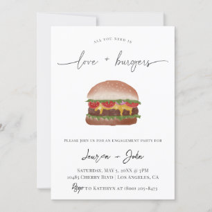 Love and Burgers Engagement Party Invitation