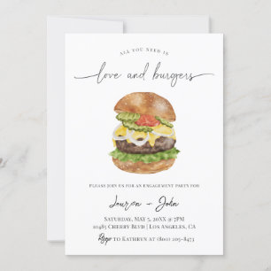 Love and Burgers Engagement Party Invitation