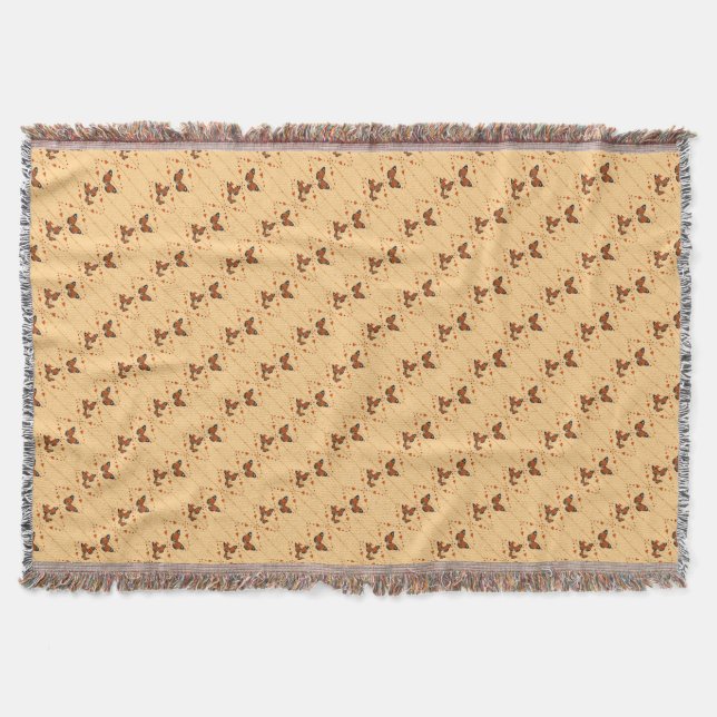 Love and Butterflies in orange diagonal Throw Blanket (Front)