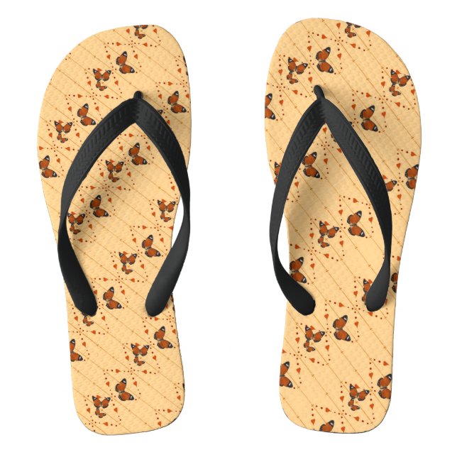 Love and Butterflies in orange Flip Flops (Footbed)