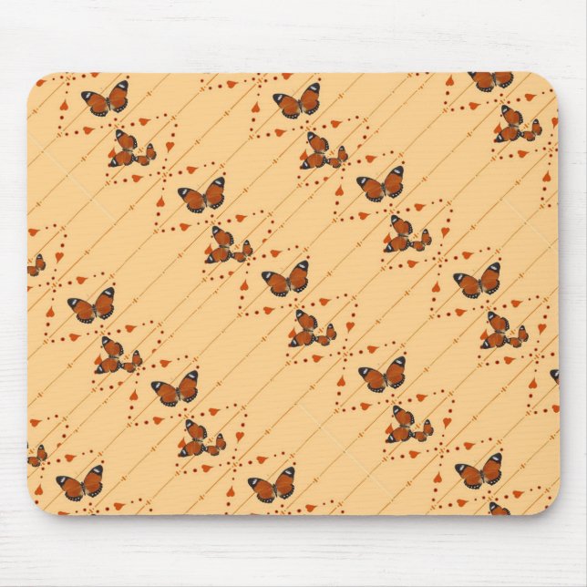 Love and Butterflies in orange Mouse Pad (Front)