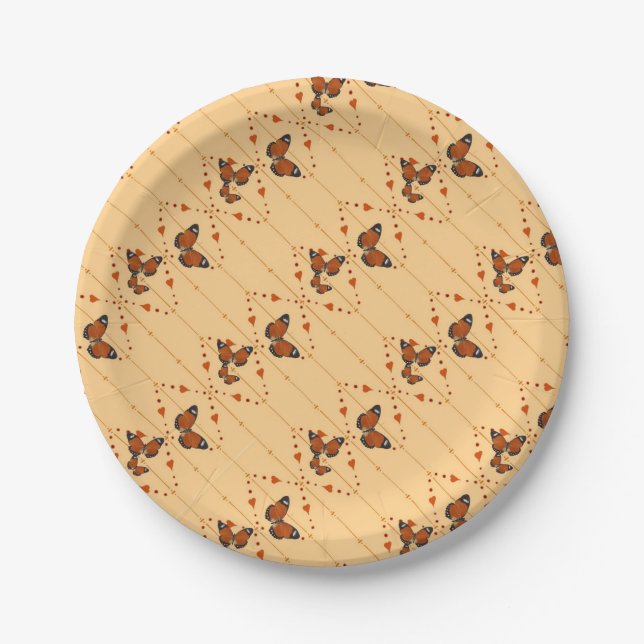 Love and Butterflies in orange Paper Plates (Front)