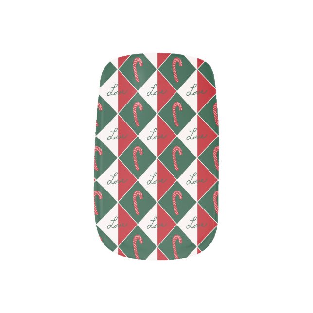 Love and Candy Canes Minx Nail Art (Left Thumb)