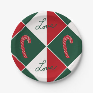Love and Candy Canes Paper Plates