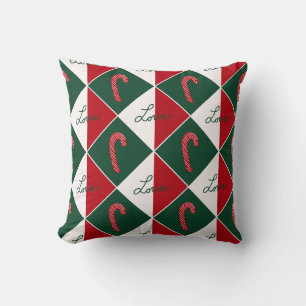 Love and Candy Canes Throw Pillow