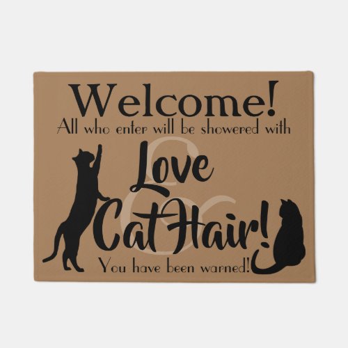 Love and Cat Hair Funny Welcome Doormat
