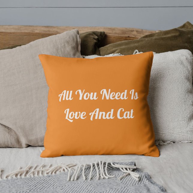 Love And Cat Personalized Cute Quote Gold Throw Pillow (Creator Uploaded)