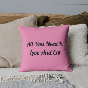 Love And Cat Personalized Cute Quote Light Pink Throw Pillow