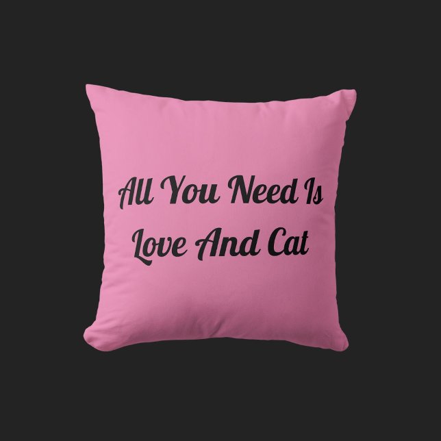Love And Cat Personalized Cute Quote Light Pink Throw Pillow (Creator Uploaded)