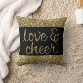 Love and Cheer Glitter Shiny Effect Christmas Throw Pillow (Blanket)