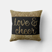 Love and Cheer Glitter Shiny Effect Christmas Throw Pillow (Back)