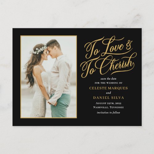 Love and Cherish Wedding Save The Date Postcard