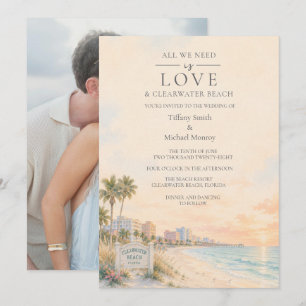 Love and Clearwater Beach Florida Photo Wedding Invitation