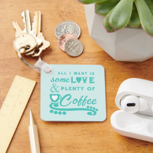 Love and coffee add initials mint keychain