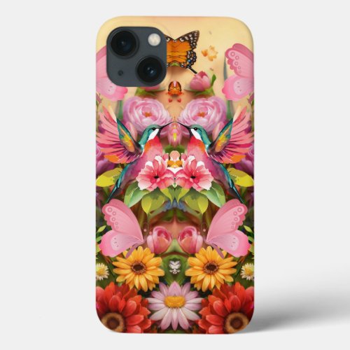 love and colorful birds iPhone 13 case