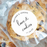 Love and Cookies Wedding Cookie Bag Favor Classic Round Sticker<br><div class="desc">Love and Cookies Wedding Cookie Bag Favor Stickers</div>