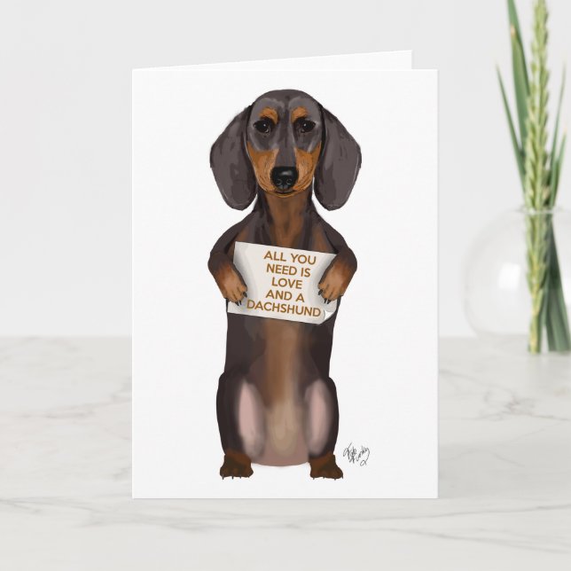 Love and Dachshund Card (Front)