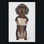 Love and Dachshund Faux Canvas Print<br><div class="desc">Love and Dachshund by FabFunky. Features a cute dachshund holding a "All You Need is Love and a Dachshun" sign. | 191436D</div>