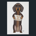 Love and Dachshund Faux Canvas Print<br><div class="desc">Love and Dachshund by FabFunky. Features a cute dachshund holding a "All You Need is Love and a Dachshun" sign. | 191436D</div>