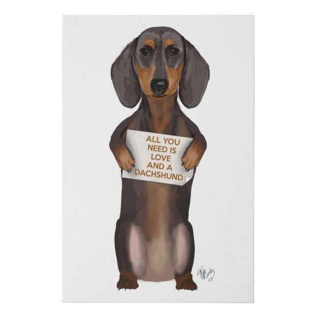 Love and Dachshund Faux Canvas Print (Front)