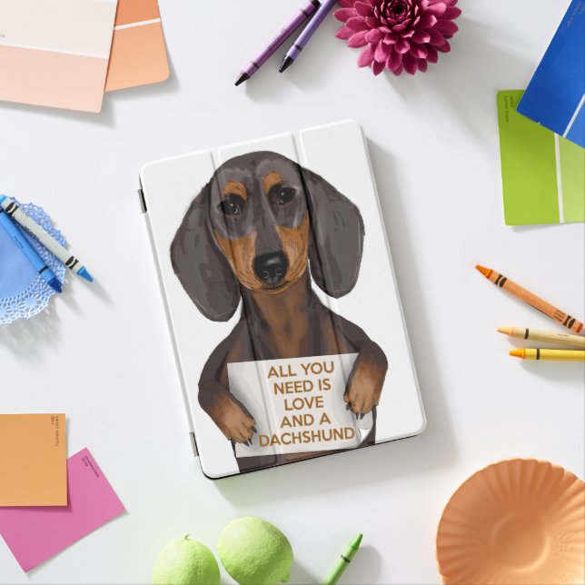 Love and Dachshund iPad Pro Cover (Desk)