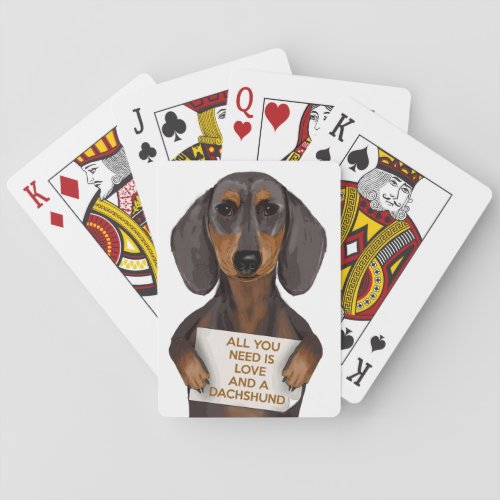 Love and Dachshund Playing Cards