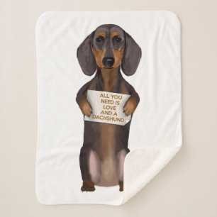 Love and Dachshund Sherpa Blanket