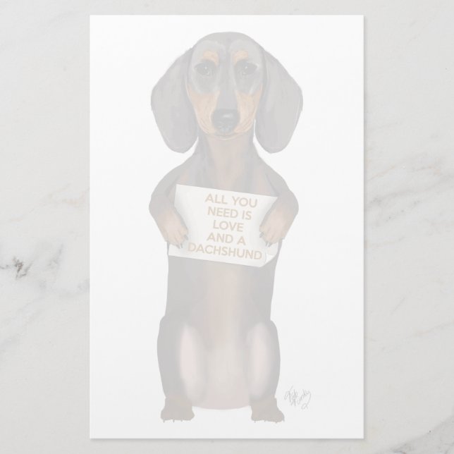 Love and Dachshund Stationery (Front)