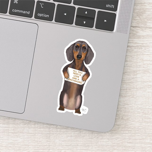 Love and Dachshund Sticker (Detail)