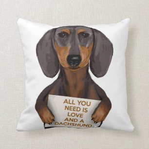 Love and Dachshund Throw Pillow