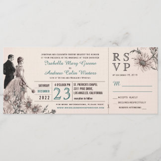 Love and Daisies Vintage Wedding Invite and RSVP