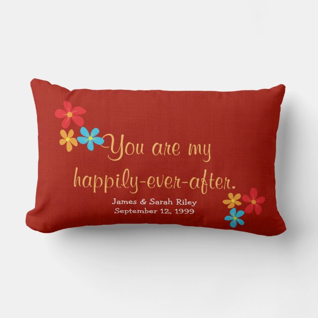 Love and Daisies with quote Lumbar Pillow (Front)