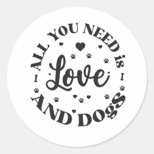 “Love and Dogs” Themed Classic Round Sticker