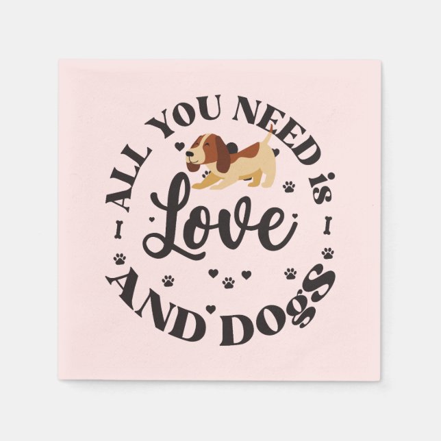  “Love and Dogs” Themed  Napkins (Front)