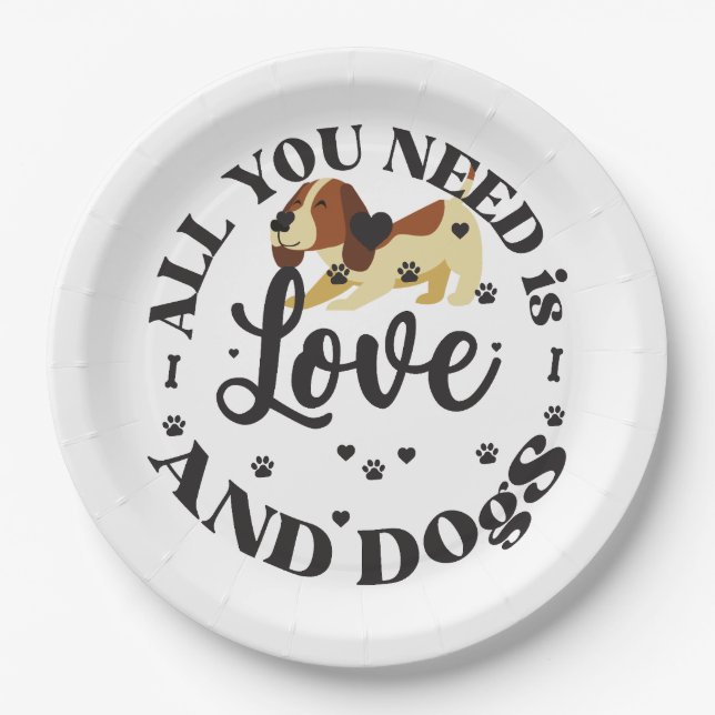 “Love and Dogs” Themed  Paper Plates (Front)