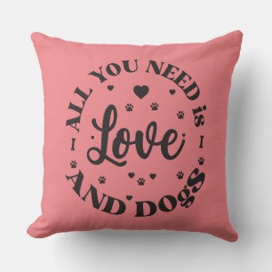 “Love and Dogs” Themed Throw Pillow