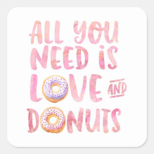 Love and Donuts Square Sticker