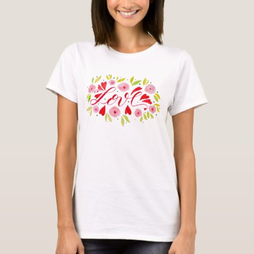 Love and flowers _ pink and red T_Shirt