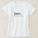Love and Friendship | Modern Forever Friend Bestie T-Shirt<br><div class="desc">Modern, minimalist “Love and friendship” inspirational quote t-shirt in a stylish off black with dusky blush pink accent in a hand painted style typography with Scandinavian minimalism style and inspired by friendship, encouragement, inspiration, motivation and kindness. Part of the Love Design collection which includes a large range of products with...</div>