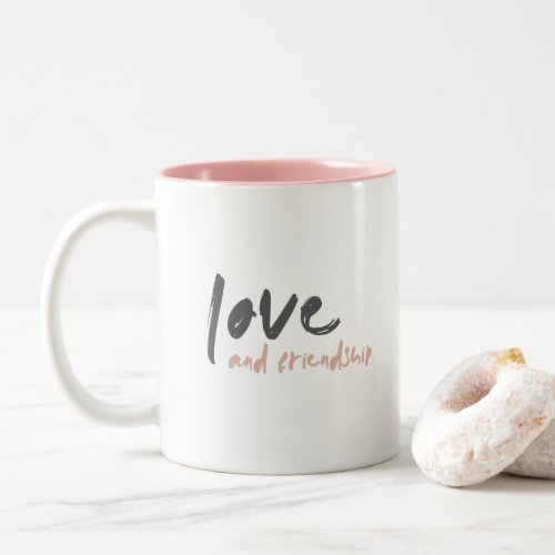 Love and Friendship  Modern Forever Friend Bestie Two_Tone Coffee Mug