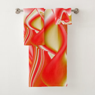 Love and Gold Abstract 3D Rainbowart Bath Towel Set