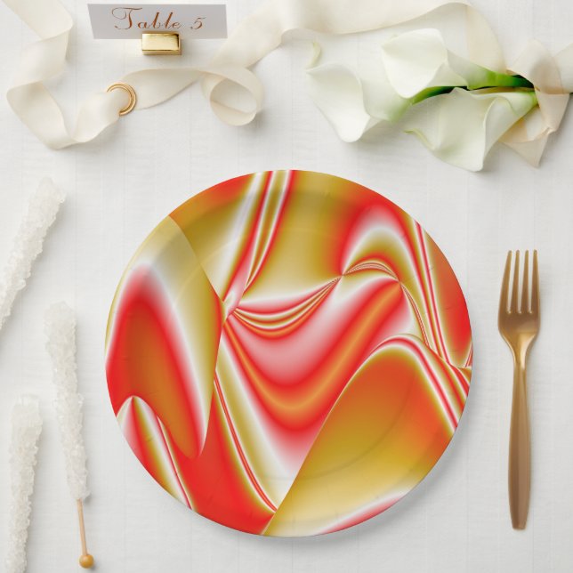 Love and Gold Abstract 3D Rainbowart Paper Plates (Wedding)